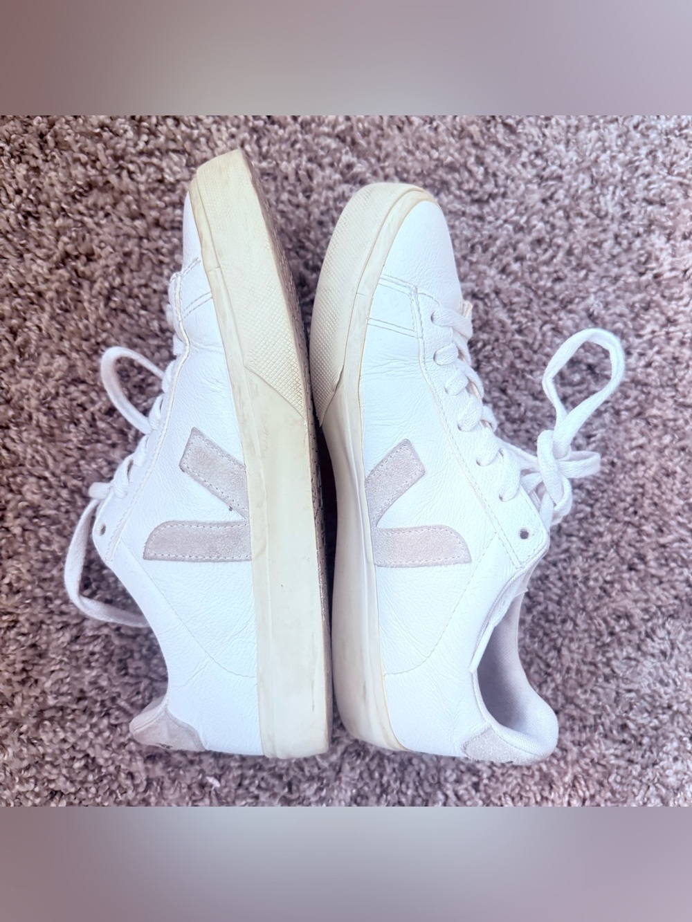 VEJA Campo Womens Size 8 White Almond Chromefree Leather Lace-Up Sneakers - Picture 5 of 10
